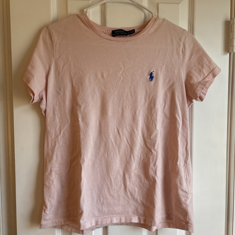 Polo Ralph‎ Lauren Pink Logo Baby Tee Womens Large Preppy Casual Soft Girl